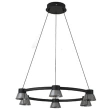 Rocket Iron & Glass Tri-Colour LED 6 Light Pendant